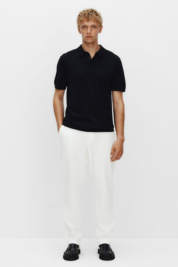 Selected Short sleeve jersey-knit polo shirt  Black