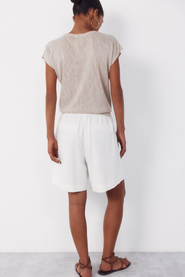 Cortefiel Bermudas de linho liso Branco