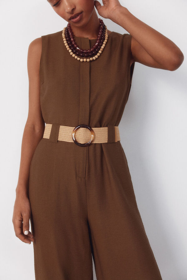 Cortefiel Belted jumpsuit Kaki