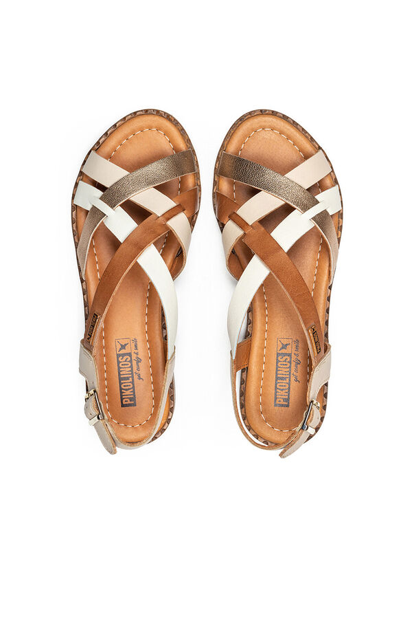 Pikolinos Sand&aacute;lias rasas com fivela para mulher Ecru