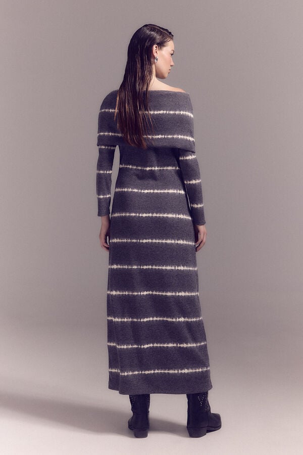 Cortefiel Tie dye jersey-knit dress Printed blue