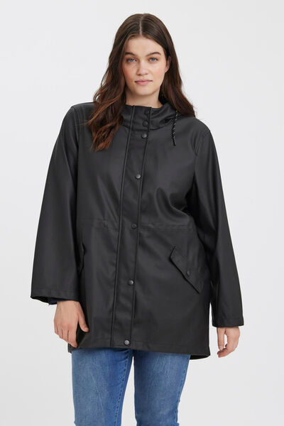 Cortefiel Capa de chuva curta plus size Preto