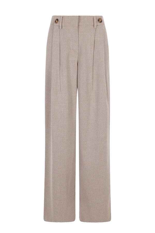 Cortefiel Long, wide-legged trousers with pleats Printed beige