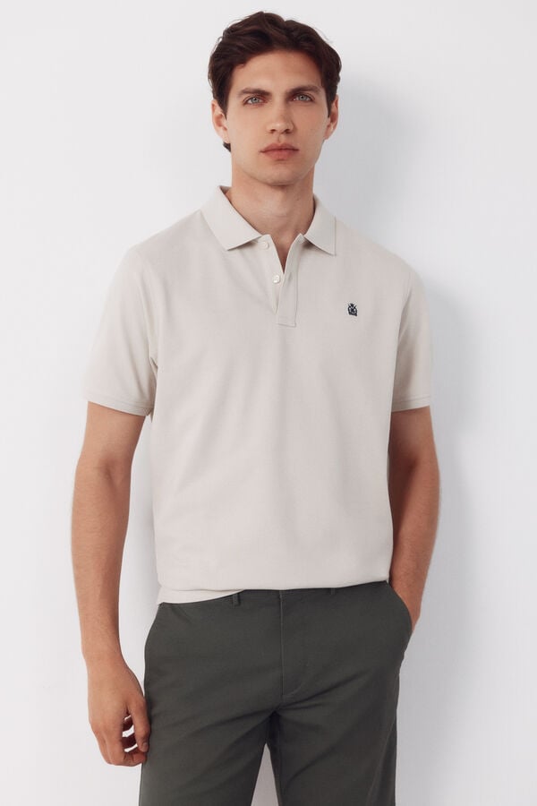 Cortefiel Piqu&eacute; basic polo shirt Beige