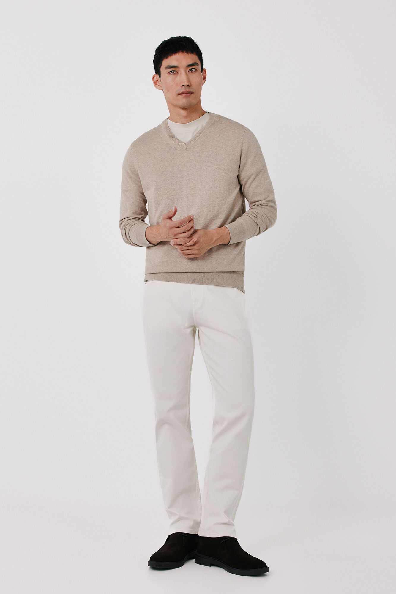 Cortefiel Cotton cashmere knit V-neck jumper