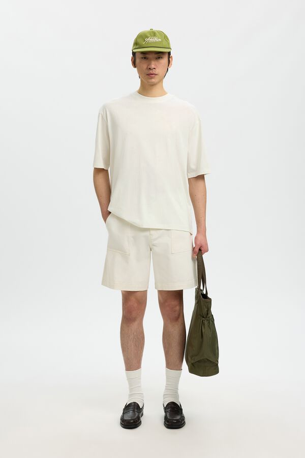 Selected T-shirt de manga curta estampada Branco