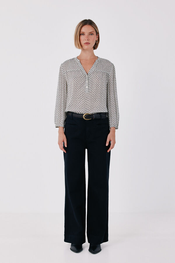 Cortefiel Printed fluid blouse Printed white