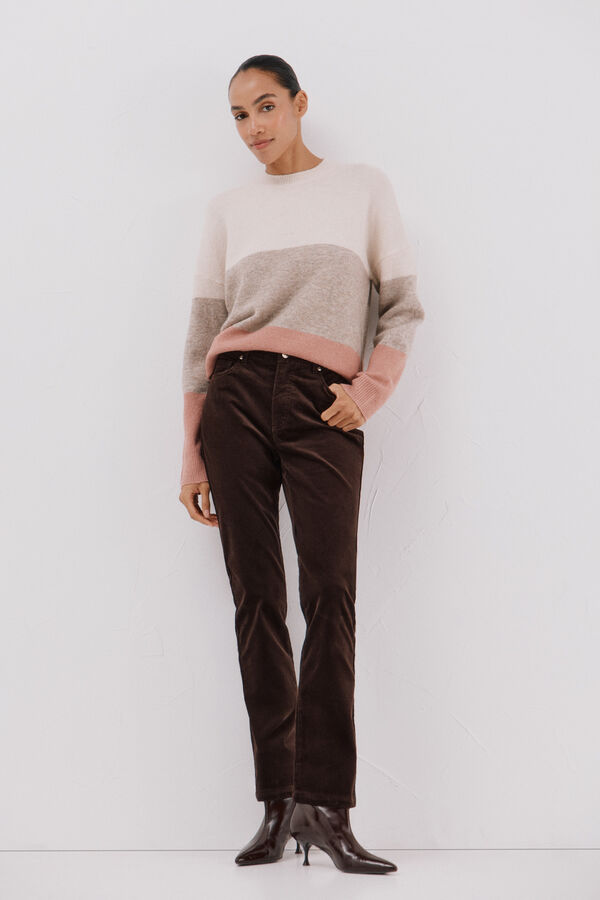 Cortefiel Striped soft feel jumper Ivory