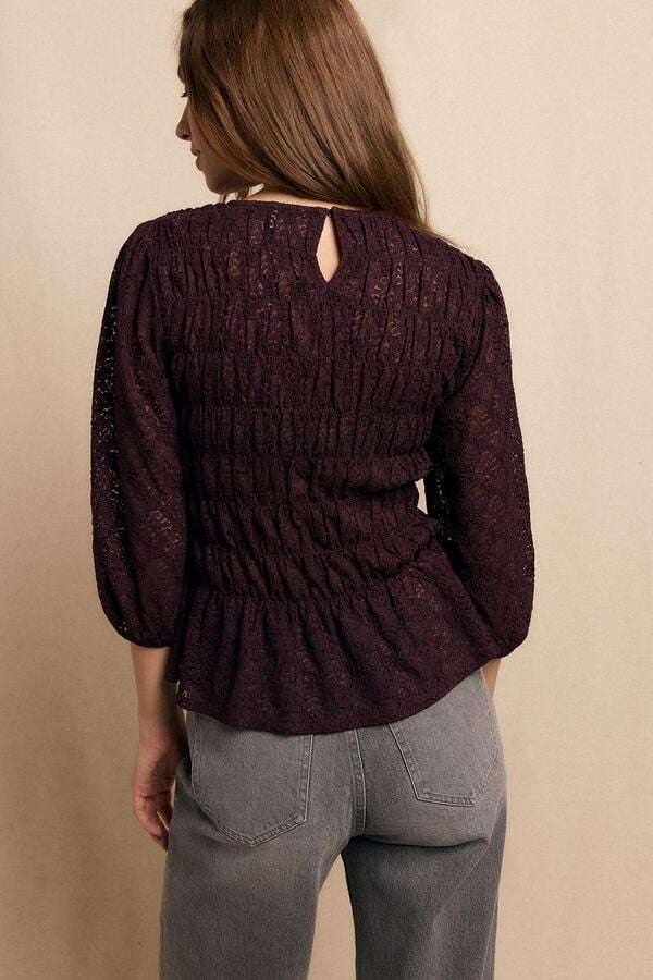 Slowlove Ruched print top Maroon