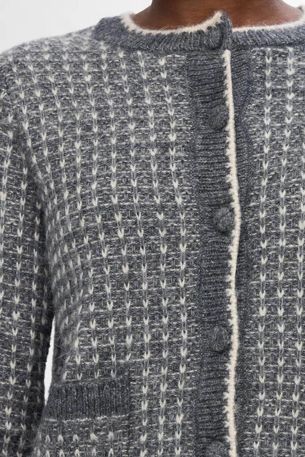 Selected Femme Cárdigan estructura confeccionado con Lana RWS y Alpaca. Gris