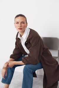 Cortefiel Long trench coat volume