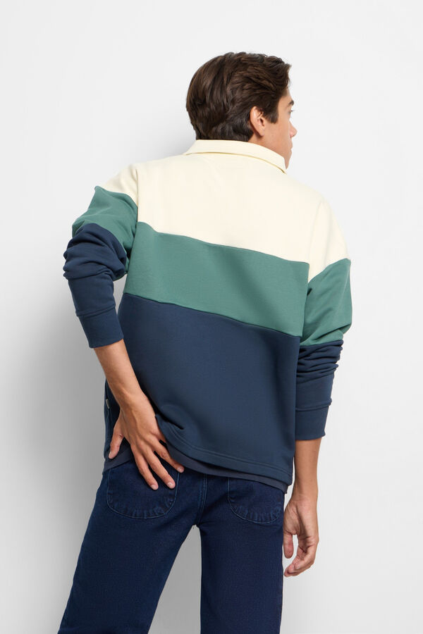 Silbon Sudadera relaxed fit media cremallera bloques Verde