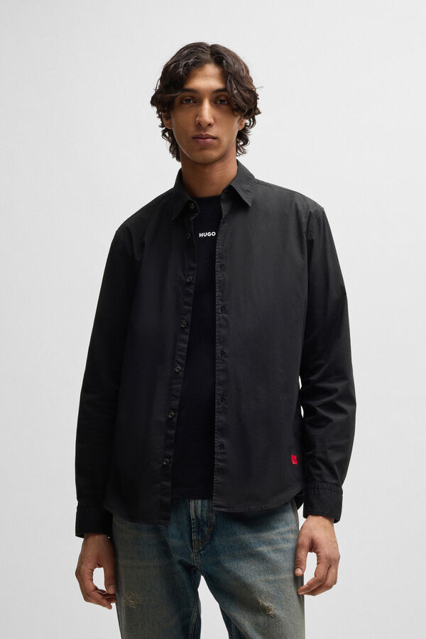 HUGO Camisa de manga comprida Preto