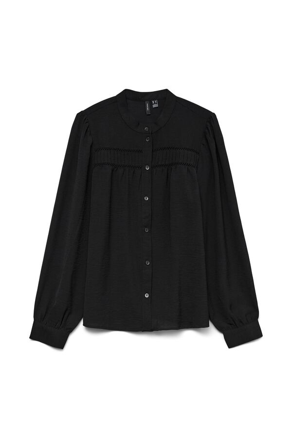 Vero Moda Blusa abotoada com detalhes vazados Preto