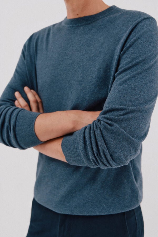 Cortefiel Crew neck cashmere crew neck jersey Blue