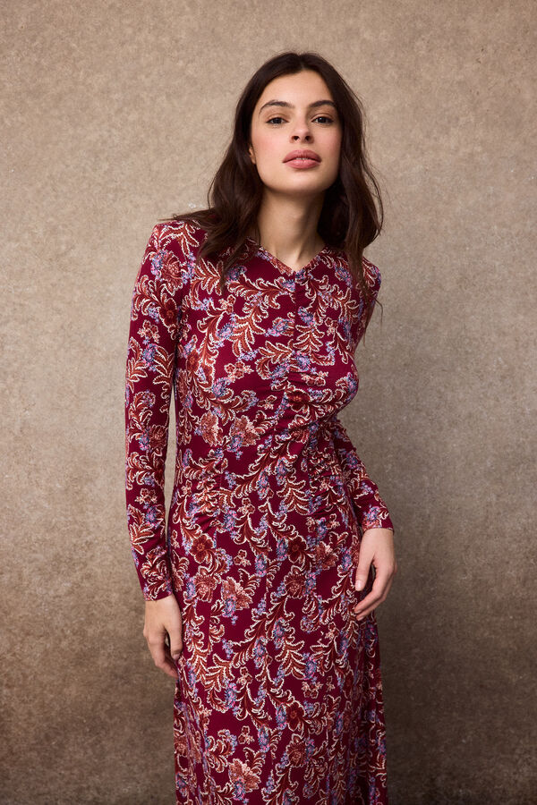Slowlove Vestido estampado com franzidos Vermelho