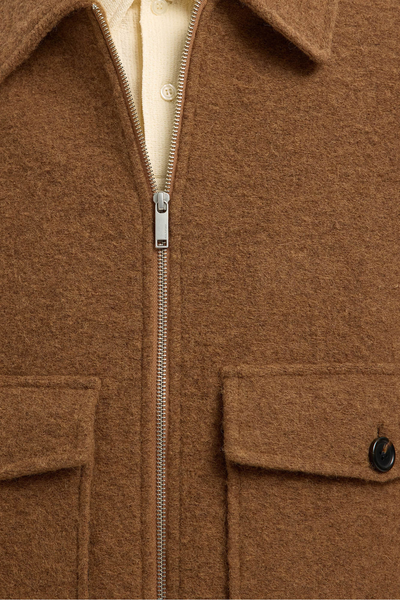 Selected Short wool jacket with zip fastening