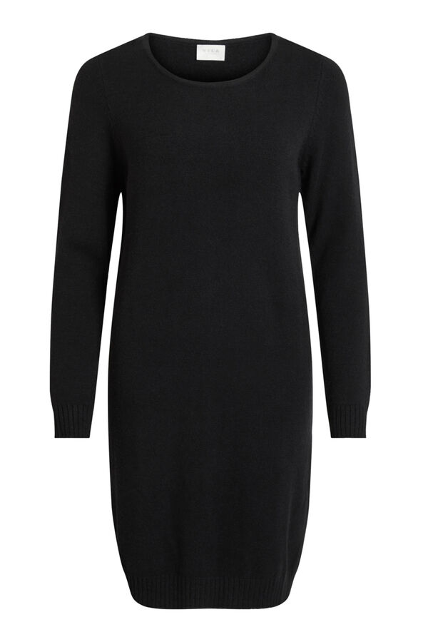 Vila Jersey-knit dress with long sleeves Black