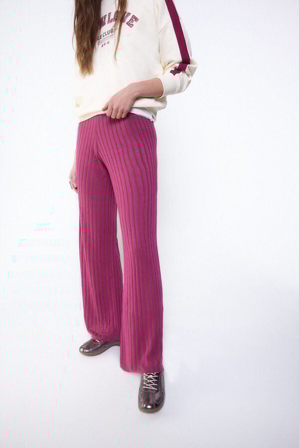 Slowlove Ribbed knit trousers Fuchsia