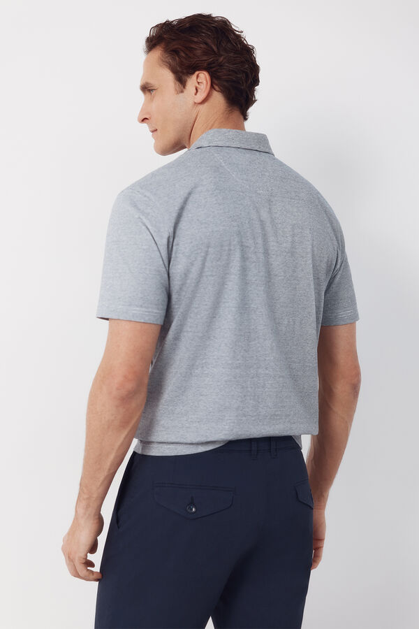 Cortefiel Striped polo shirt with pocket Grey