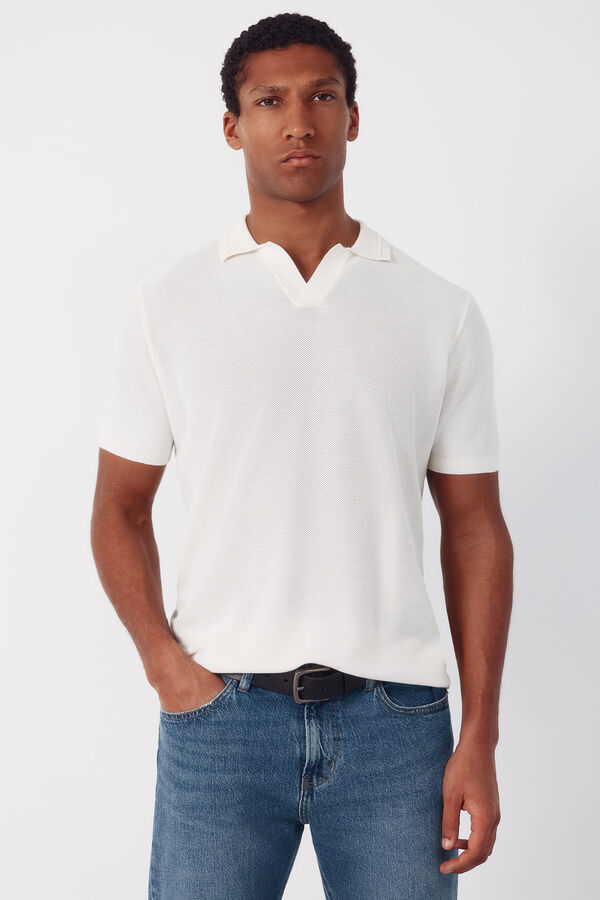 Cortefiel Piqu&eacute; short sleeve polo shirt Ivory