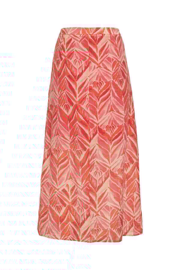 Vila Saia midi estampada em viscose Laranja