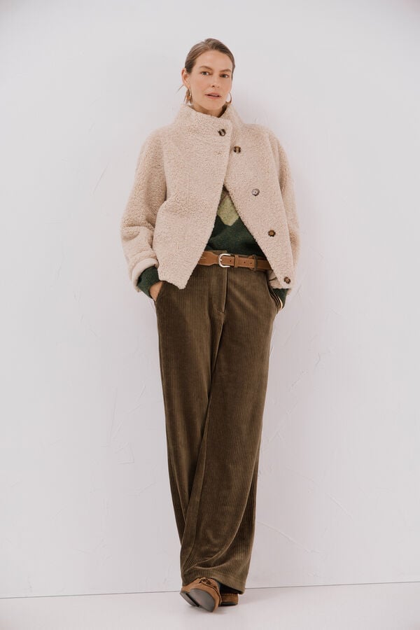Cortefiel Raw fur effect jacket Nude