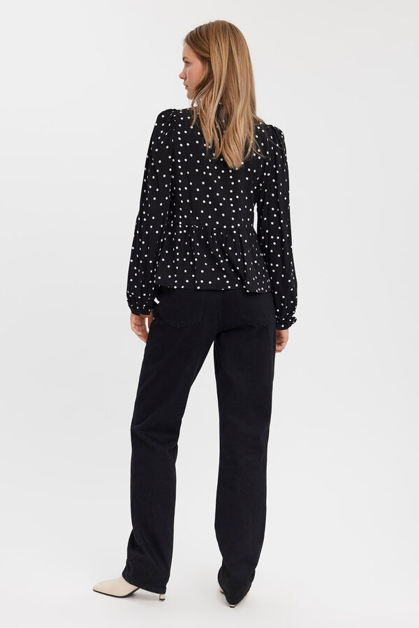 Vero Moda Long-sleeved peplum top Black