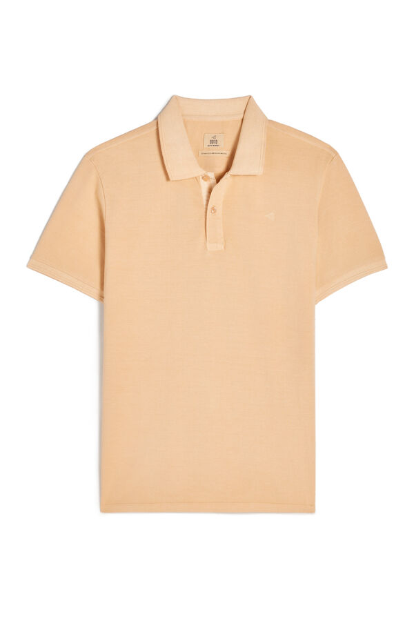 Cortefiel Washed piqué plane embroidered polo shirt Orange