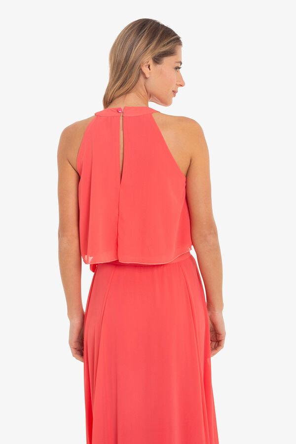Cuplé Top curto de chiffon Vermelho