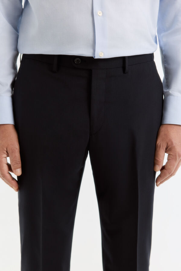 Cortefiel Cal&ccedil;a slim em tecido inteligente xadrez navy Azul