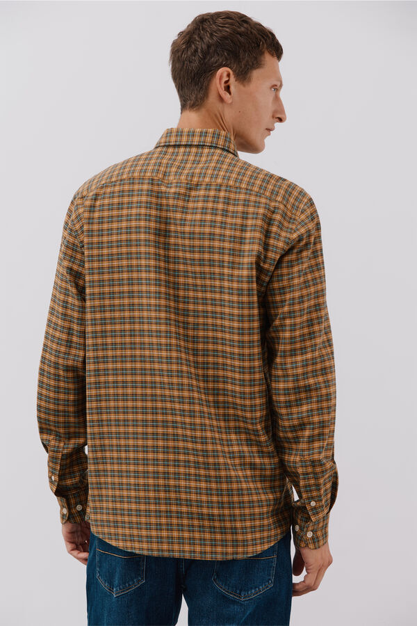 Cortefiel Tencel plaid shirt Printed yellow