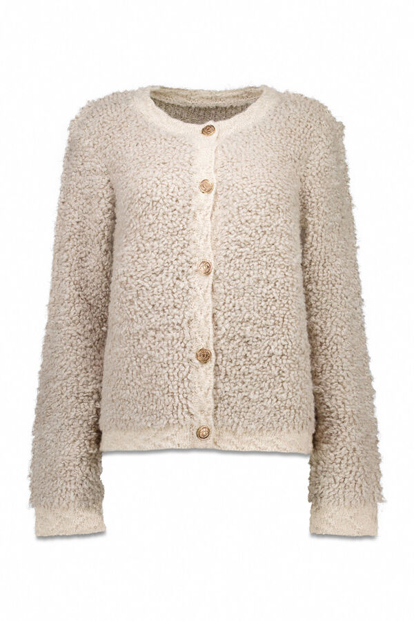 Cortefiel Boucl&eacute; jersey-knit jacket Ivory