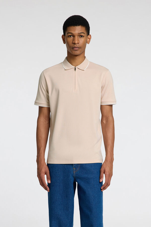 Selected Camisa polo manga curta com fecho-éclair Cinzento