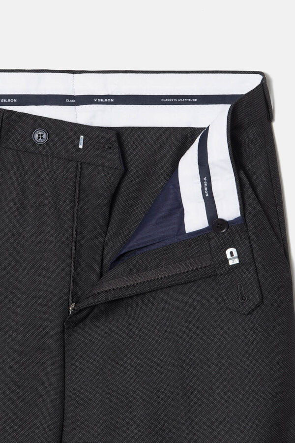 Silbon Calça de terno olho de pássaro  Cinzento