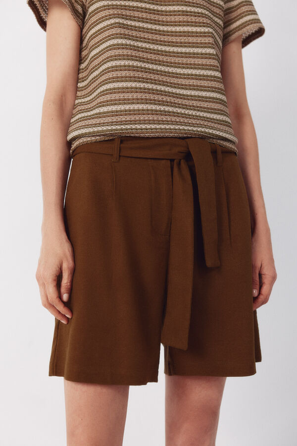 Cortefiel Linen bermuda shorts shorts Kaki