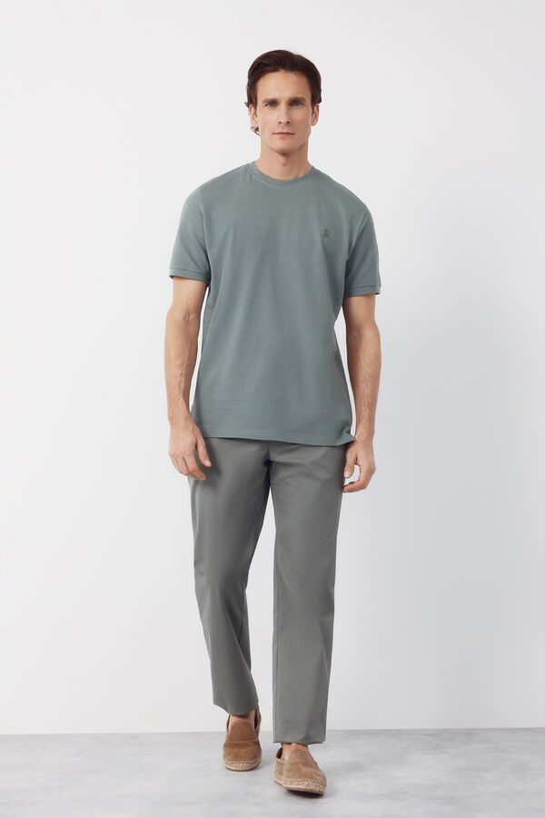 Cortefiel Piqu&eacute; basic T-shirt Kaki