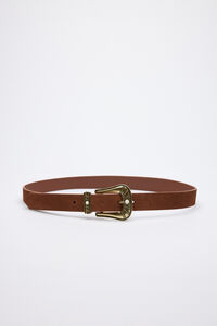 Cortefiel Split leather cowboy belt Brown
