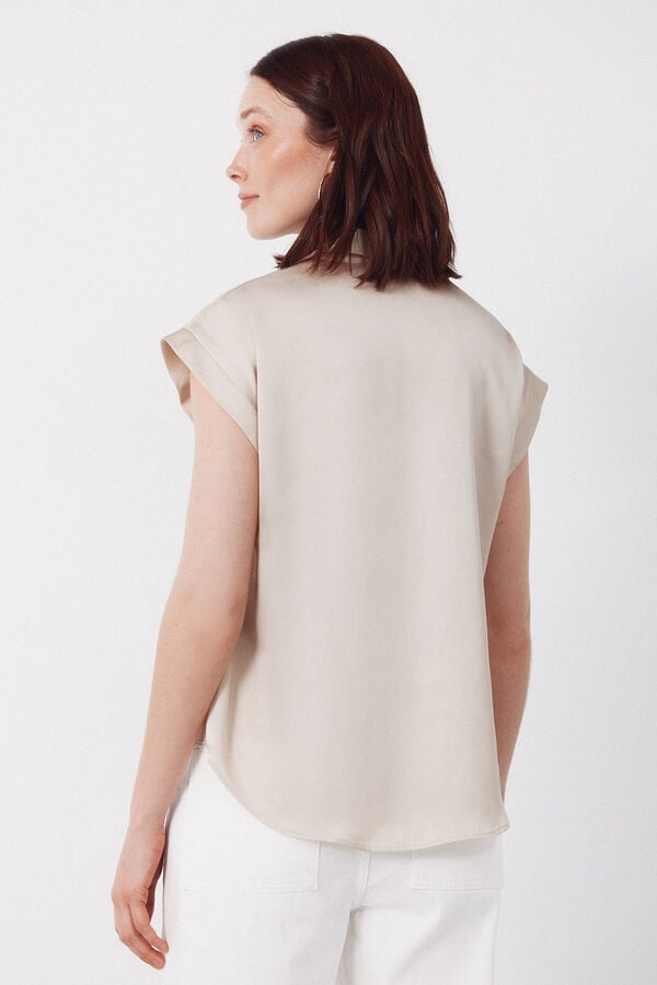 Cortefiel Camisa acetinada Tostado