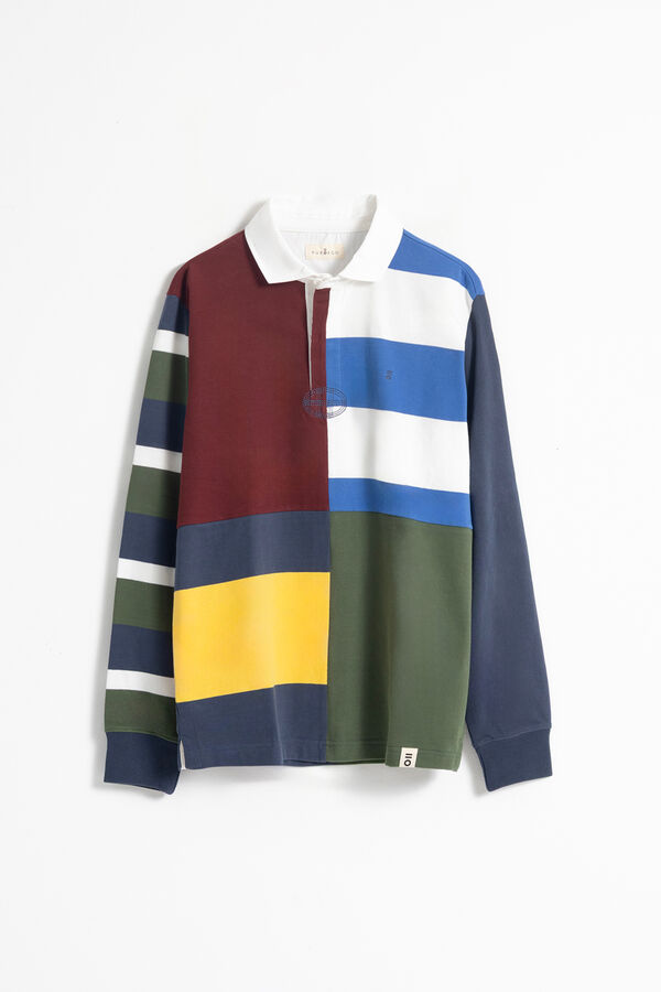 PuroEGO Camisa polo patchwork azul tinta Azul