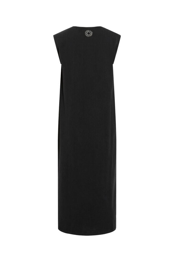 Vila Vestido midi em algod&atilde;o org&acirc;nico Preto