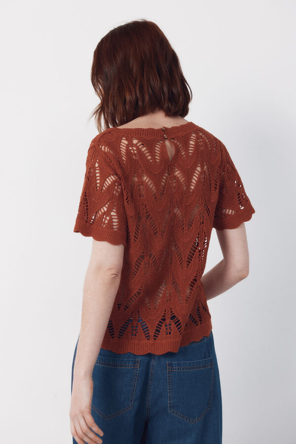 Cortefiel Crochet top Brown