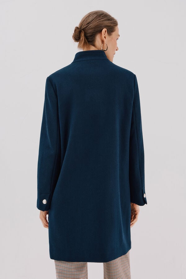 Cortefiel Double-breasted coat with gold buttons Navy