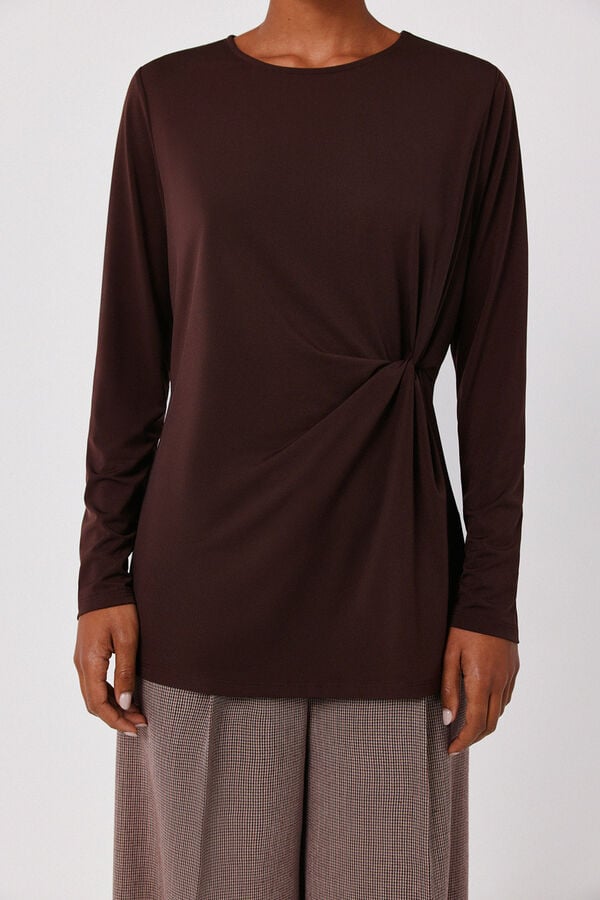 Cortefiel Knot top Brown