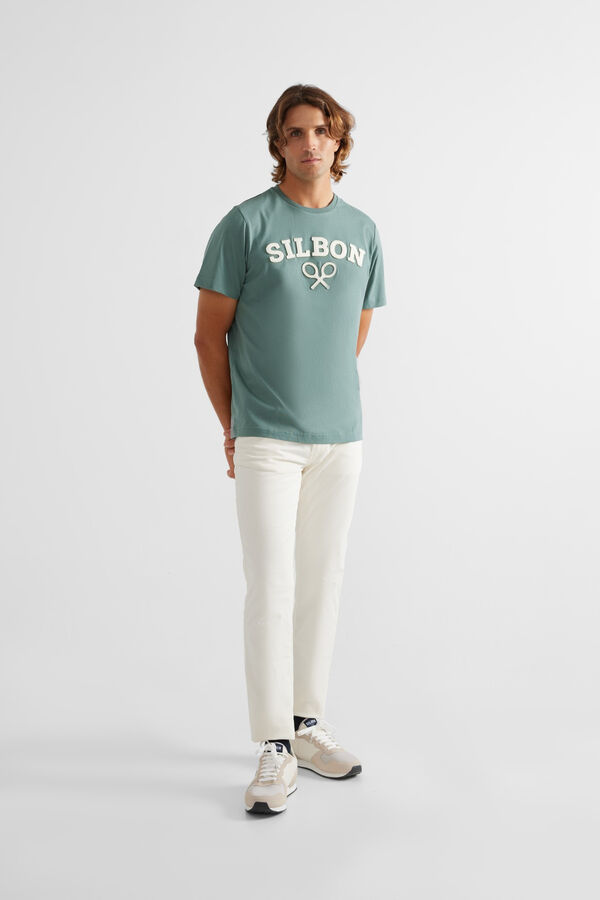 Camiseta logo raqueta media verde