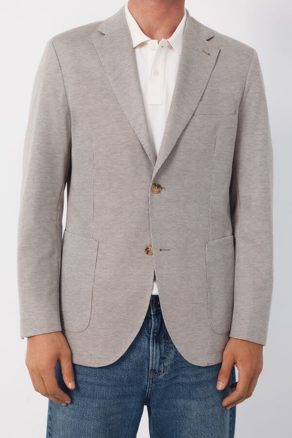 Cortefiel Blazer jersey-knit structure Beige