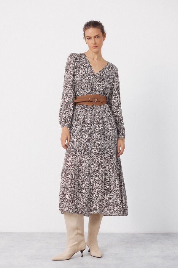 Cortefiel Printed dress Printed brown