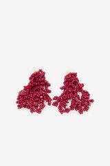 Cortefiel Long beaded earrings Maroon