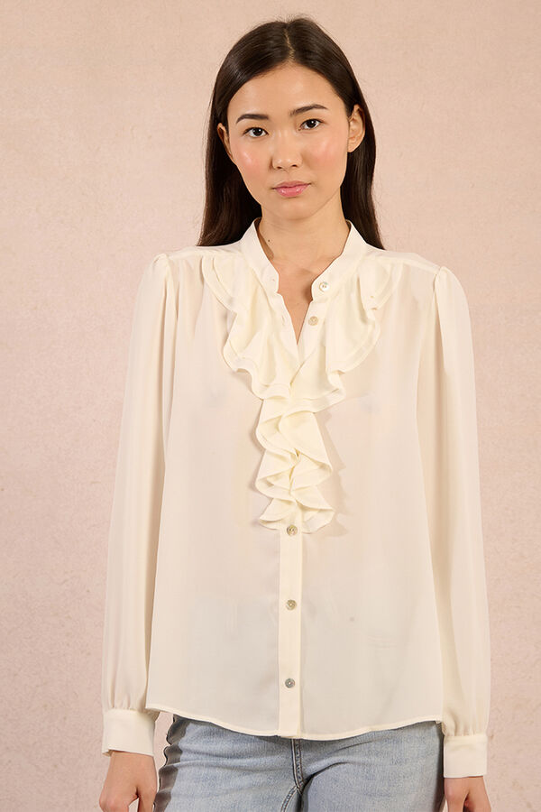 Molly Bracken Camisa de manga comprida com detalhe de babados Ecru