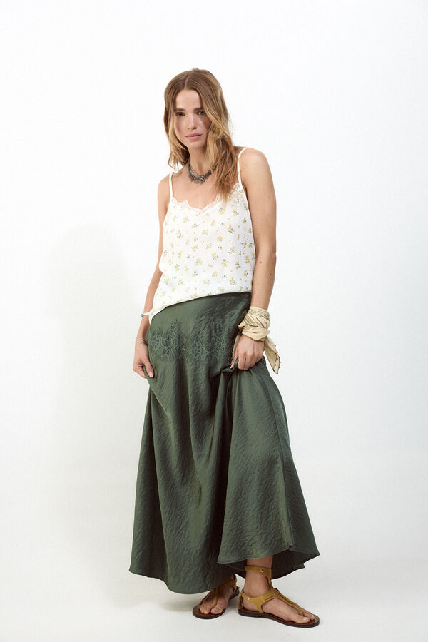 Slowlove Top tirantes detalle blonda Multicolorido